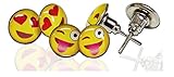 12 Pair of Emoticon Face Pin-Back Earrings - Assorted Smiley Emoticon Ear Rings