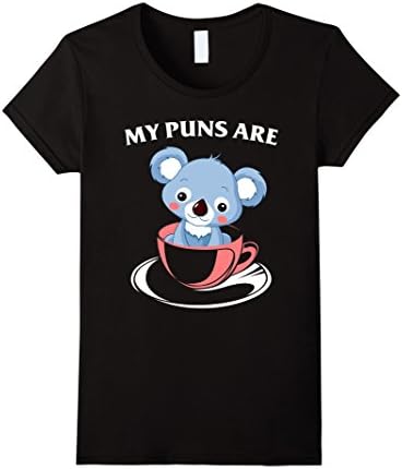 Women's My Puns Are Koala Tea TShirt Small Black