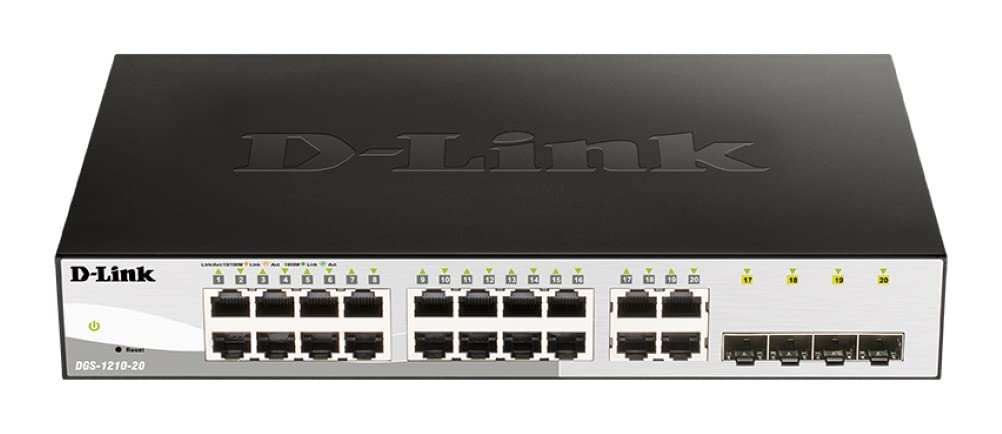 D-Link Dgs-1210-20/E Switch Smart+ 16 Ports Gigabit + 4 Ports Combo 1000Baset/Sfp - Cordon D'Alimentation Ue Uniquement