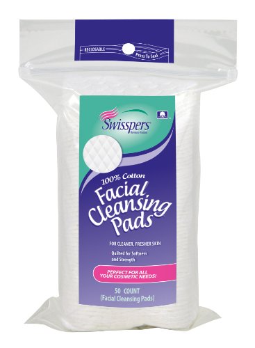 Swisspers Multi Care Cotton Facial Cleansing Pads, 50 Count, 1.6-Ounce  (Pack of 24)