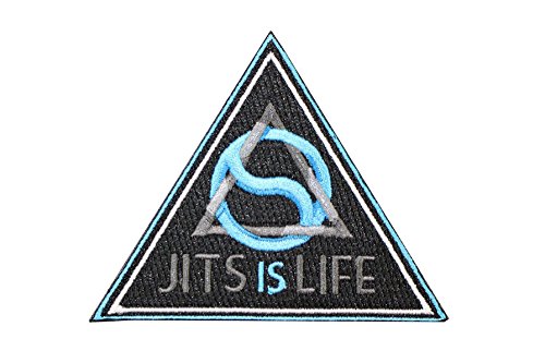 Jiu Jitsu Gi Patch BJJ JITS IS LIFE Iron-on 100% Embroidered Triangle