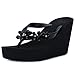 IDIFU Women's Sweet Flowers Wedge Platform Thong Sandals Flip Flops With Heels