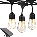 Brightech Ambience Pro Waterproof Solar LED Outdoor String Lights - Hanging 1W Vintage Edison Bulbs - 27 Ft Commercial Grade Patio Lights Create Cafe Ambience On Your Porch, Deck - Soft White