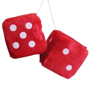 Burgundy Fuzzy Dice With White Dots and Chain or Cord / Car Accessories, Charms, Gift, Novelty, Mirror Danglers, Car Dice, Car Charm