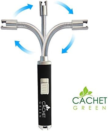 Electric Arc Lighter- USB Rechargeable-Flexible Elbow 360° Rotation Long Extended Neck-Splash &amp; Windproof-Safety Auto Shut Off-Good For Candles Cooking Camping BBQ Grilling Traveling by Cachet Green