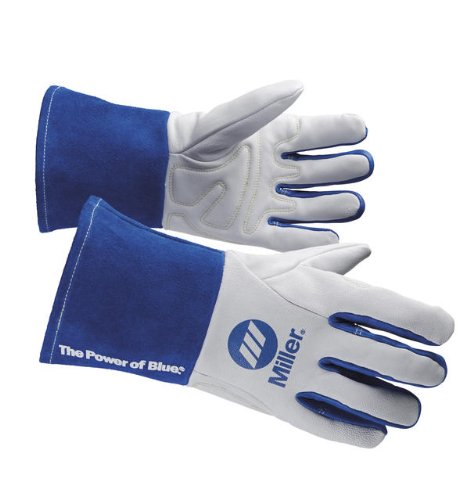 Welding Gloves, M, Wing, 11In, White/Blue, PR