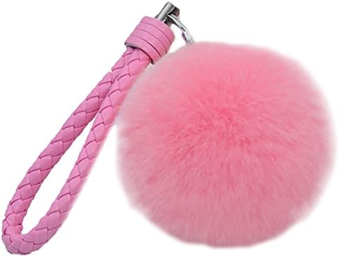 Bilo Store New Soft Pom Pom Rabbit Fur Ball Fluffy Ring Handbag Car Key Chain Bag accessories KeyChain