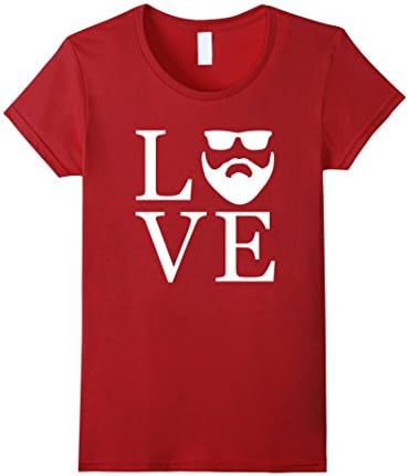 Womens I Love Beards Shirt, I Love His Beard T Shirt For Men, Women Small Cranberry