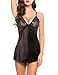 ALLoveble Women Lace Babydoll Teddy Underwear Black (L, Black)