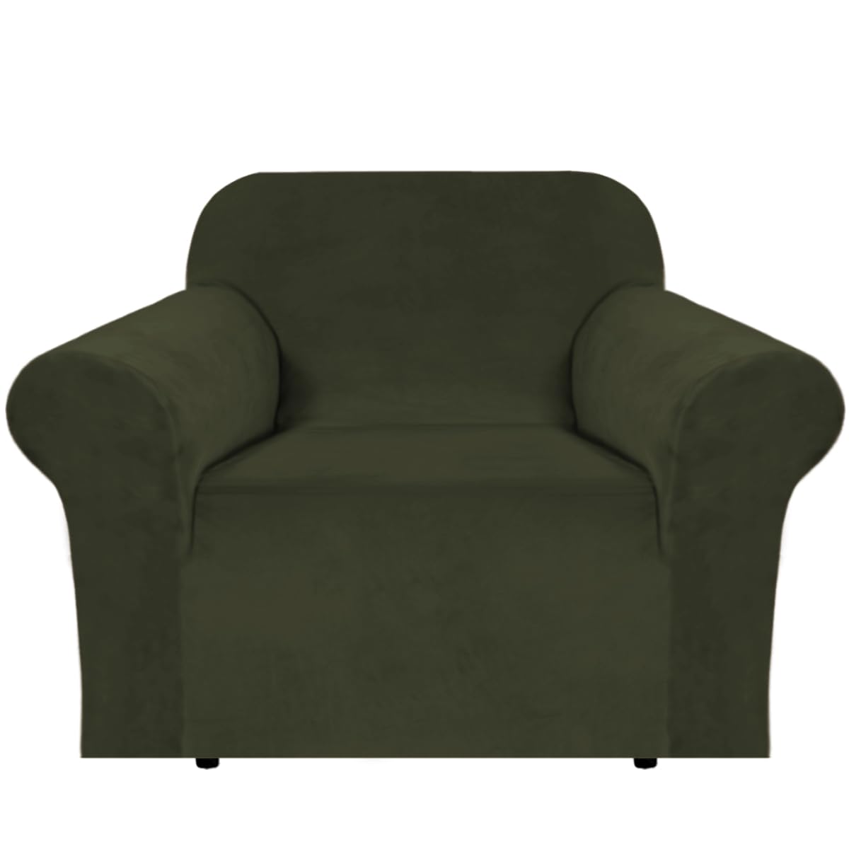 Photo 1 of H.VERSAILTEX Stretch Velvet Armchair Cover Couch Covers 1 Cushion Chair Slipcover for Living Room Furniture Cover Crafted from Thick Comfy Rich Velour (Chair 31"-49", Olive)