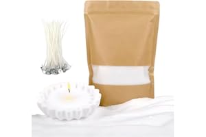PHYMAT Plant-Based Pealed Candles with 50pcs Wicks, 1.1LB Candle Sand Wax, Refillable Unscented Sand Candles with Wicks Kit for DIY Handmade Candle Making, Party, Wedding, Home Decor