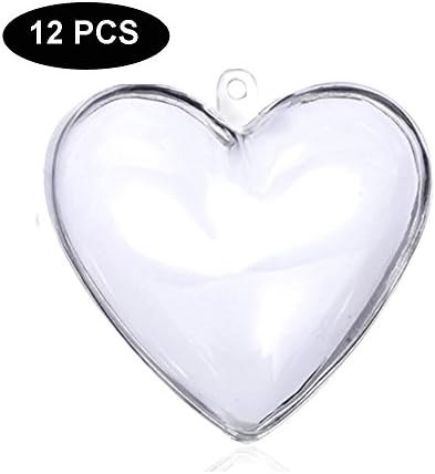 LFM 12PCS DIY Christmas Ball Ornaments Clear Plastic Acrylic Bath Bomb Crafting Mold-Heart 80mm