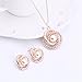 KAVANI Rose Gold Plated Elegant Pearl Crossing Round Pendant Necklace Earrings Set Jewelry Set for Women