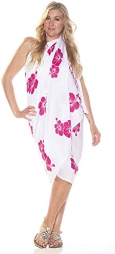 1 World Sarongs Womens Plus Size Fringeless (TM) Floral/Flower Sarong