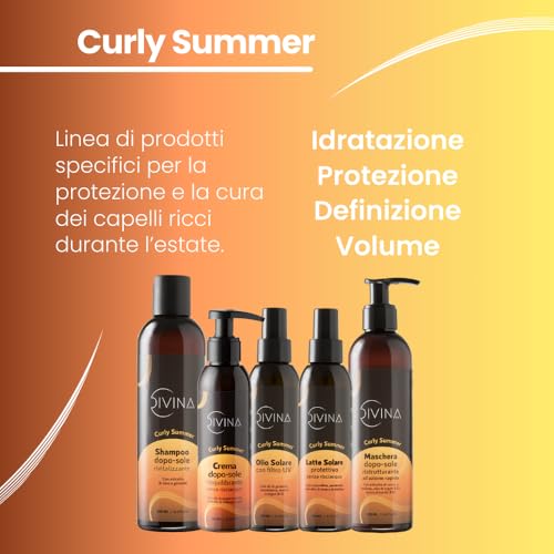 Divina BLK Curly Summer Sunscreen Leave-In Protection Sun Milk for Wavy, Curly and Super Curly Hair by Divina BLK with Hesperidin, Panthenol, Barley Extract and Lemon Balm (150ml)
