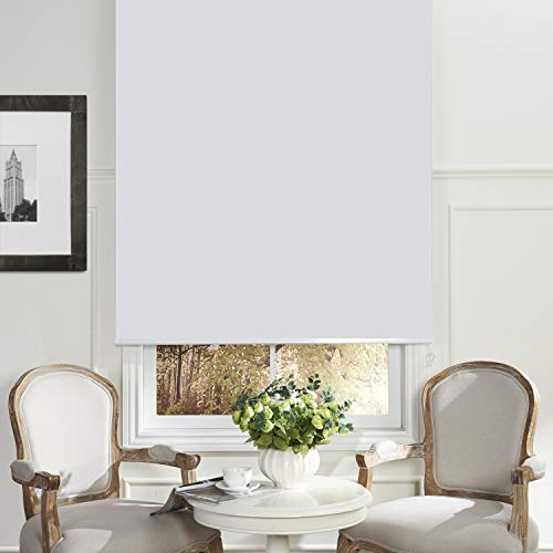 PASSENGER PIGEON Thermal Insulated 100% Blackout Waterproof Fabric Custom Window Roller Shades Blinds,23" W x 80" L,White