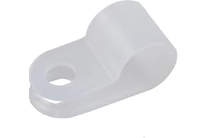 Teansic 200 Pcs White Nylon R-Type Cable Clamp 1/4 Inch Cable Organizer Assortment Kit for Wire Management