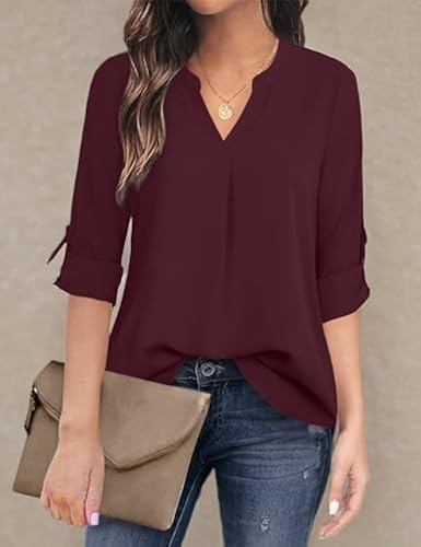 Timeson Blouses for Women Fashion 2023,Long Sleeve Chiffon Tunics
