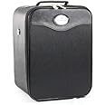 Adolfo Design Small Wig Travel Box with Top Handle, Shoulder Strap & Double Zipper, Carrying Case with Removable Head-Holding Base - Black
