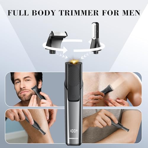 MAXGROOM Manscape Body Hair Trimmer for Men - 2-in-1 Electric Razor, Waterproof Wet/Dry Hair Shavers & Groomer for Pubic Groin & Ball Hair