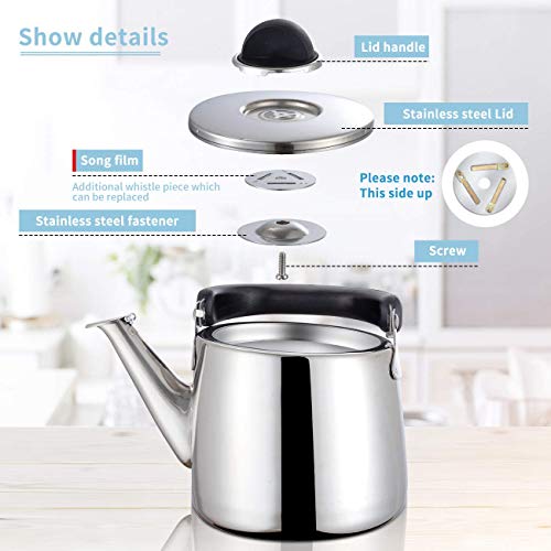 MMAX Stainless Steel Tea Kettle Stovetop Whistling Teakettle Teapot