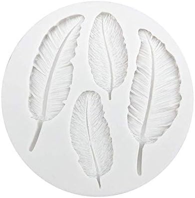 YuamMei 1pc DIY Feather Silicone Molds, Fondant Cake Decorating Mold for Sugarcraft, Chocolate, Candy, Polymer Clay (Size 1)