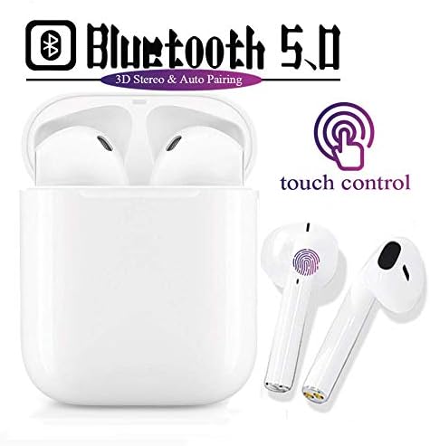 Bluetooth 5.0 Wireless Earbuds Noise Canceling Sports Headphones with【3D Stereo/Smart Touch】 24-Hr Playtime TWS Stereo Earphones in-Ear Built-in HD Mic Headset for iPhone Airpods Apple Airpod