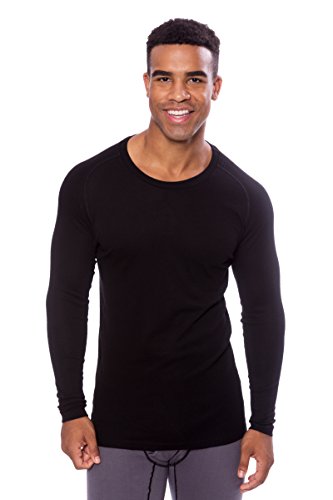 Men's Long Sleeve Base Layer - Undershirt in Bamboo Viscose by Texere (Dirann, Black, Large) Valentines Gift Ideas Men MB6004-BLK-L