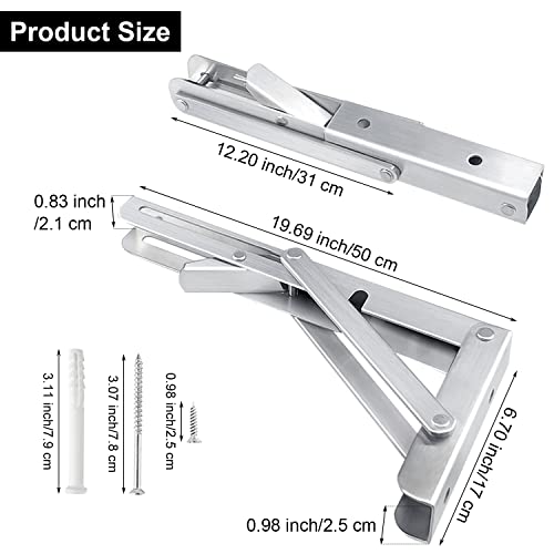 Folding Shelf Bracket 20 inch, Space Saving DIY Brackets, Heavy Duty