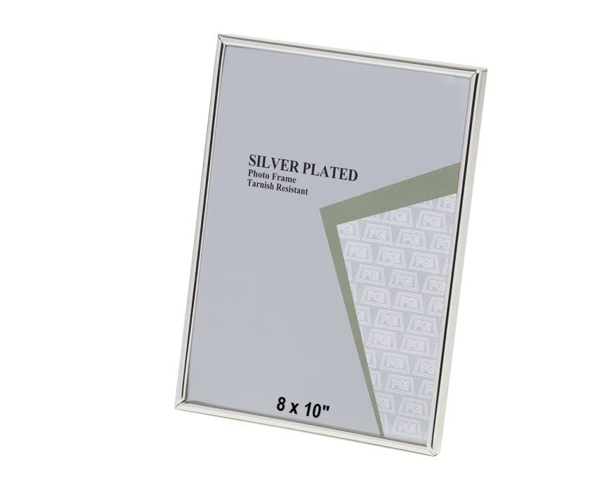 8 x 10-inch Silver Thin Edge Single Photo Frame Stands/Hangs Both Ways - Velveteen Backing - Tarnish Resistant (8 x 10-inch)