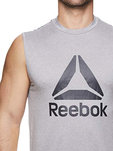 Reebok Men's Muscle Tank Top - Sleeveless Workout & Training Activewear Gym Shirt - Dominator Sleet Heather, Medium