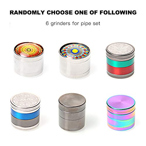 4.2 Inch Handmade Glass Crafts Portable Travel-Pipe Kit with Grinder and Storage Bottle (Blue) - Thumbnail 3