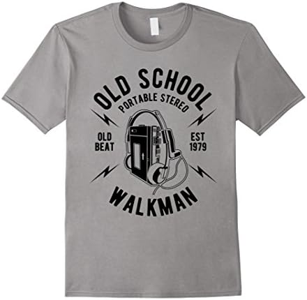 Mens Old School walkman T-shirt Large Slate