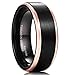 King Will Mens 8MM Black Titanium/Tungsten Carbide Ring Rose Gold Wedding Band