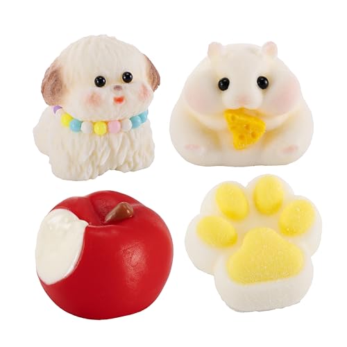 Blurphel 4pcs taba Pack Squishy Toy - Handmade Ultra-Soft Silicone Squeeze Toy for Kids & Adults, Cute Fidget Stress Relief Sensory Toy, Reusable Non-Violent Squishy for Christmas/Birthday Gifts