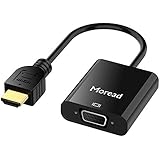 HDMI to VGA Adapter with Audio, Moread Gold-Plated Active HDMI to VGA Adapter with Micro USB Power Cable &amp; 3.5mm Audio Port Cable for PS4, MacBook Pro, Mac mini, Apple TV and More - Black
