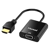 Moread HDMI to VGA Adapter with Audio, Gold-Plated Active HDMI to VGA Adapter (Male to Female) with Micro USB & 3.5mm Audio Cable Compatible with PS4, MacBook Pro, Mac Mini, Apple TV - Black