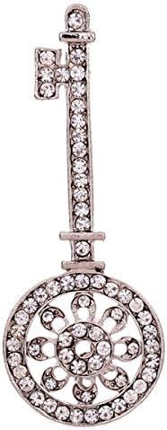Brooch key Silvery Brooch Pin Rhinestone Inlay Present Gift