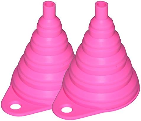 Silicone Funnel - AMPHOW Foldable Funnel for Liquid Transfer 100% Food Top Grade Silicone,2Pcs, Pink