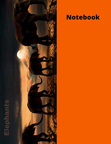 Elephants Notebook: Orange soft cover notebook, 110 ruled pages journal for Boys, Girls, Students and Teachers, 8,5 X 11 po