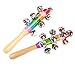 2 Pcs Vivid Color Rainbow Handle Wooden Bells Jingle Stick Shaker Rattle Baby Kids Children Musical Toys