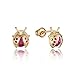 14k Yellow Gold Lady Bug Cubic Zirconia Children Screwback Baby Girls Stud Earrings