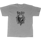 MENS T-SHIRT : PINK - LARGE - Lost Child - Devil Skull with Inverted Fleur De Lis - Victorian Gothic Goth
