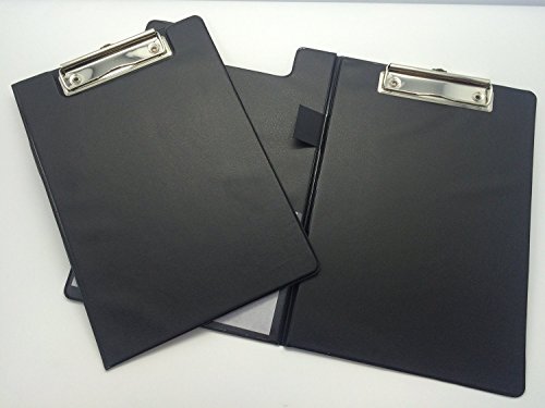 A5 Black Foldover Clipboard with Pen Holder