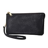Humble Chic Vegan Leather Wristlet Wallet Clutch Bag - Small Phone Purse Handbag, Black