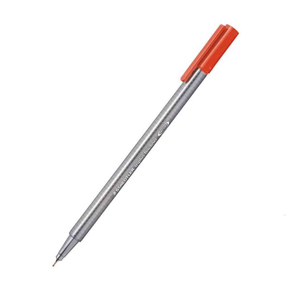 Staedtler 334-24 Triplus Fineliner, Triangular Barrel in Cardboard Case, Metal-clad Tip, Approx. 0.3 mm, Scarlet Red (Pack of 10) โ image 1