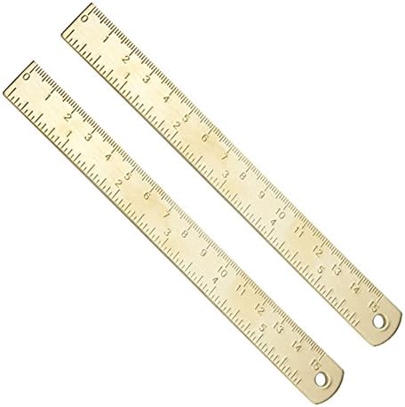 ALTTIMERY 6 Inch Brass Ruler Durable Tiny Ruler Metal Bookmark for School, Office, Drawing(2 Pack) (Gold)