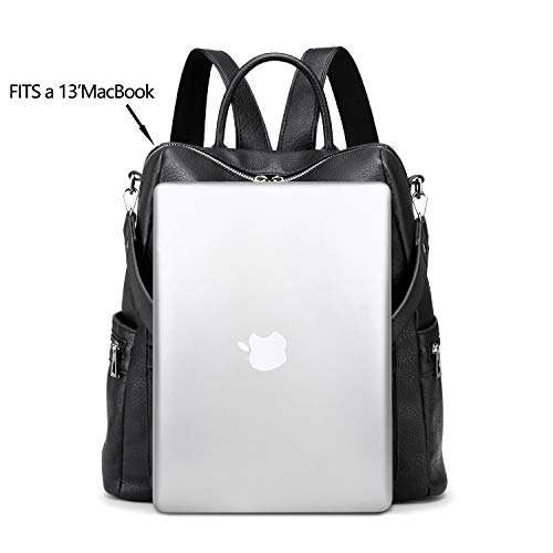 LING SHUIWEN Damen Rucksack Geldbörse Leder Cabrio Damen Rucksack Mehrzweck Design Leder Rucksack Große Reisetasche Damen Umhängetaschen Crossbody Umhängetasche Schwarz