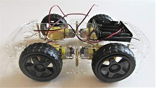 Smart Robot Car 4WD Acrylic Chassis Kit with Speed Encoder Battery Box Black Wheels Motors