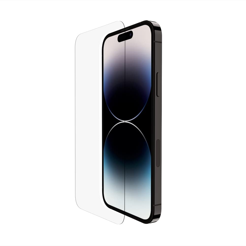 Photo 1 of Belkin TemperedGlass iPhone 14 Pro Screen Protector - iPhone 14 Pro Accessories - Easy Application With Installation Guide Tray - Tempered Glass Antimicrobial Screen Protector - 9H Hardness Tested